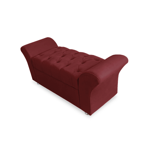 Calçadeira Baú Veneza Para Cama Casal 140 cm Suede Vermelho Bordo LM DECOR