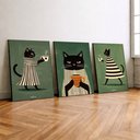 Ver imagem 2 de Kit 3 Quadro Decorativo Gato Café Cozinha Moderno Xícara 28x20cm