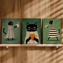Ver imagem 3 de Kit 3 Quadro Decorativo Gato Café Cozinha Moderno Xícara 28x20cm