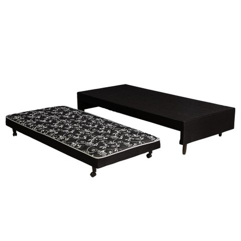 Cama Box Bicama Solteiro com Cama Auxiliar 88x188 Estrutura Madeira Eucalipto Reforçada para Hóspede