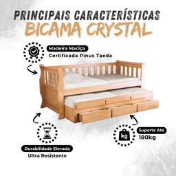 Bicama 3 Gavetas Crystal na Cor Mel + 2 Colchões Ortobom D28 - 7