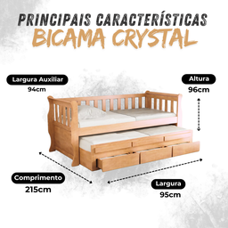 Bicama 3 Gavetas Crystal na Cor Mel + 2 Colchões Ortobom D28 - 5