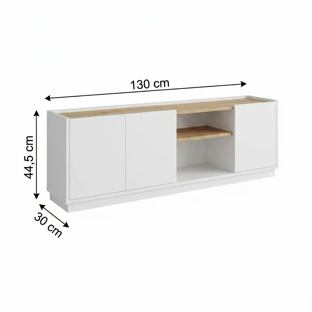 Ver imagem 3 de Rack para TV até 55 Polegadas MDF 130cm Home Sala Moderna Branco/Naturale
