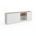Ver imagem 2 de Rack para TV até 55 Polegadas MDF 130cm Home Sala Moderna Branco/Naturale