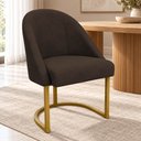 Ver imagem 1 de Cadeira Poltrona de Jantar Lua Suede Marrom Base Ferro Dourado Dal Poz Estofados