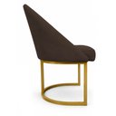 Ver imagem 4 de Cadeira Poltrona de Jantar Lua Suede Marrom Base Ferro Dourado Dal Poz Estofados