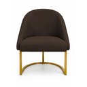 Ver imagem 3 de Cadeira Poltrona de Jantar Lua Suede Marrom Base Ferro Dourado Dal Poz Estofados