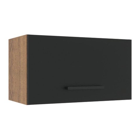 Armário de Cozinha Aéreo 60 cm 1 Porta Basculante Rustic/Preto Agata Madesa