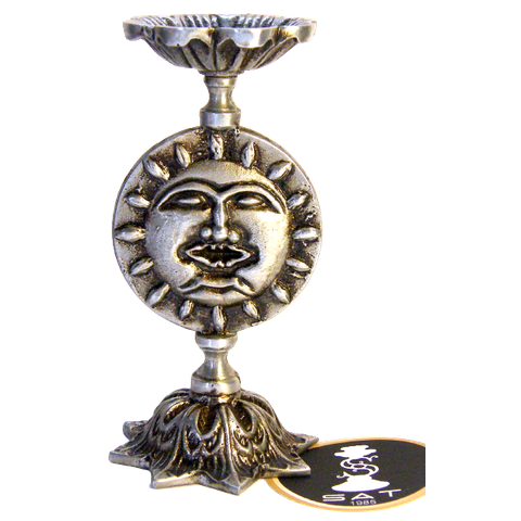 Porta Incensos Sol e Lua Artesanal em Alumínio 100% Reciclado Sat Muito Brilhante