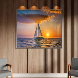 Quadro Decorativo Paisagem Mar Aberto com Moldura e Vidro Prata - 90x60 Cm - 2