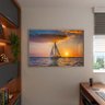 Quadro Decorativo Paisagem Mar Aberto com Moldura e Vidro Prata - 90x60 Cm - 3