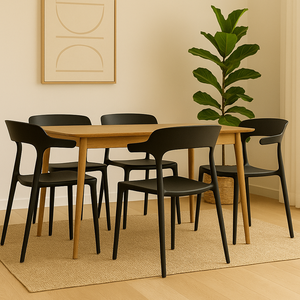Kit 4 Cadeiras de Jantar Chifre Preta – Design Moderno em Polipropileno para Sala e Cozinha