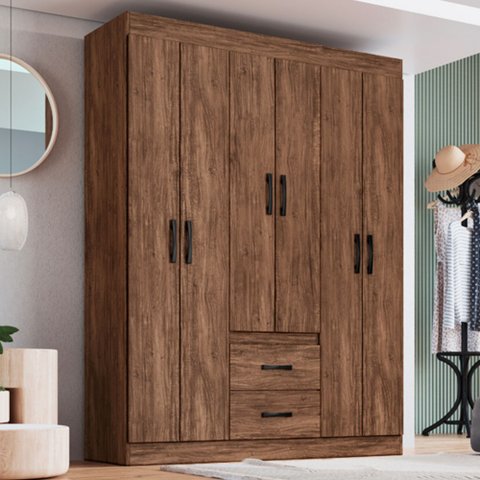 Guarda-roupa Casal Riveira 6 Portas 2 Gavetas - Doripel