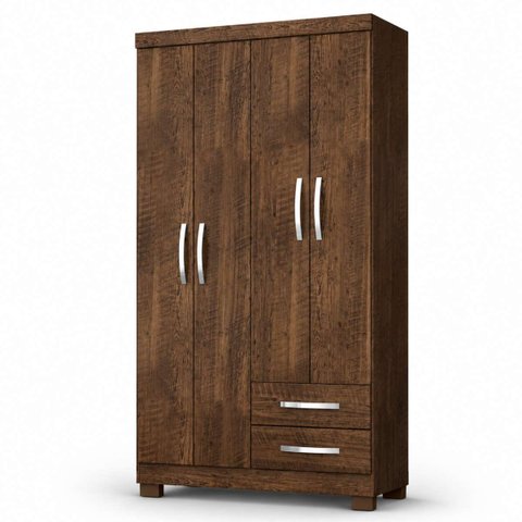 Guarda Roupa Quarto Solteiro 100cm 4 Portas 2 Gavetas Basic Moderno Luxo Madeira MDP