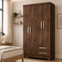 Ver imagem 2 de Guarda Roupa Quarto Solteiro 100cm 4 Portas 2 Gavetas Basic Moderno Luxo Madeira MDP