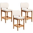 Ver imagem 1 de Kit 03 Banquetas Baixa Bar Cozinha Sala Jantar Fixa Betta L02 Imbuia Linho Cru - Lyam Decor Banqueta
