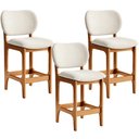 Ver imagem 1 de Kit 03 Banquetas Baixa Bar Cozinha Sala Jantar Fixa Betta L02 Imbuia Linho Cru - Lyam Decor Banqueta