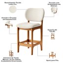 Ver imagem 5 de Kit 03 Banquetas Baixa Bar Cozinha Sala Jantar Fixa Betta L02 Imbuia Linho Cru - Lyam Decor Banqueta