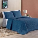Ver imagem 2 de Kit Cobre Leito Colcha Vênus Casal Dupla Face Micropercal 200 Fios Liso 3 Peças - Azul Marinho Casa