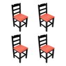 Conjunto de Mesa de Madeira Fixo Paulista 120x70 Preto com 4 Cadeiras Estofado Vermelho - 2