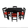 Conjunto de Mesa de Madeira Fixo Paulista 120x70 Preto com 4 Cadeiras Estofado Vermelho - 1