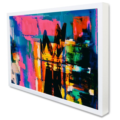 Quadro Decorativo Abstrato Intense em Moldura Caixa Tacolado Moldura Caixa 3cm Branca sem Vidro 20 X