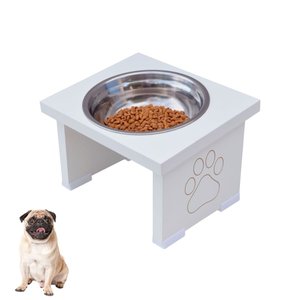 Comedouro Pet Cachorro Elevado Mdf Simple - Inox