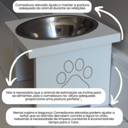 Comedouro Pet Cachorro Elevado Mdf Simple - Inox - 4