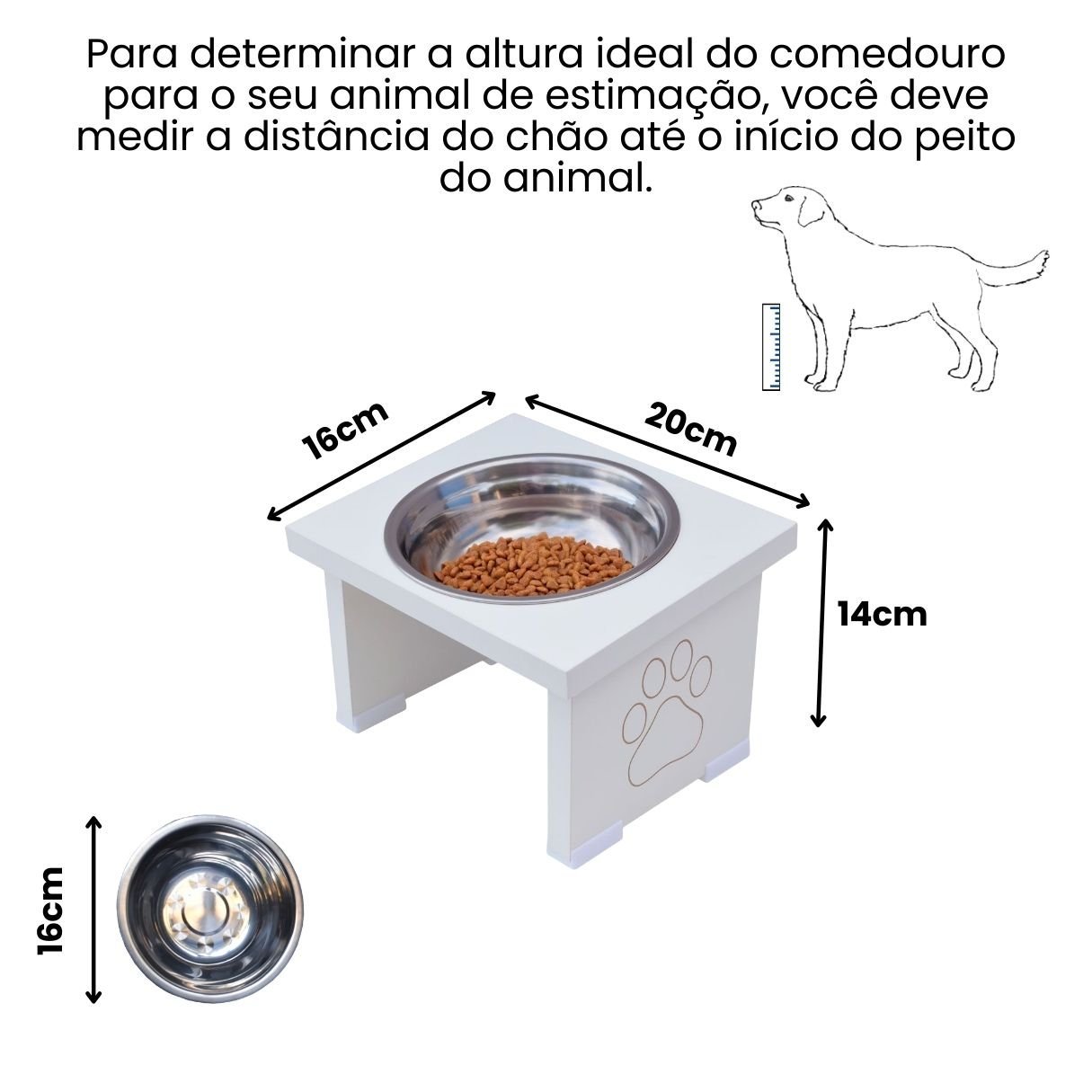 Comedouro Pet Cachorro Elevado Mdf Simple - Inox - 3