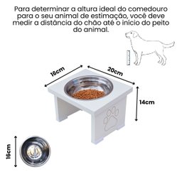 Comedouro Pet Cachorro Elevado Mdf Simple - Inox - 3