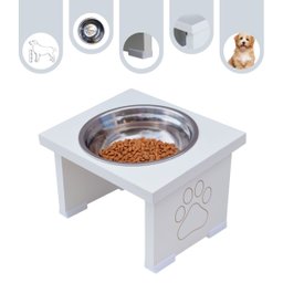 Comedouro Pet Cachorro Elevado Mdf Simple - Inox - 2