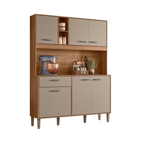 Cozinha Compacta Erva Doce 140 6 Portas 1 Gaveta Ipê/fendy - Nicioli
