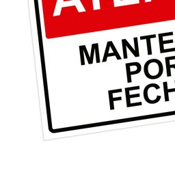 Placa de Sinalização Atenção Mantenha a Porta Fechada em Pvc - 2