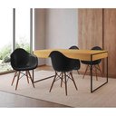 Ver imagem 1 de Mesa Jantar Industrial Filadélfia Canela 137x90cm Base Ferro Preto com 4 Poltronas Pretas Marrom
