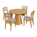 Ver imagem 2 de Conjunto Sala de Jantar Mesa Lisboa Hexagonal Carvalho Rosé com 4 Cadeiras Palha Sintética Carvalho