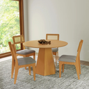 Ver imagem 1 de Conjunto Sala de Jantar Mesa Lisboa Hexagonal Carvalho Rosé com 4 Cadeiras Palha Sintética Carvalho
