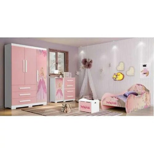 Jogo de Quarto Temático Feminino Infantil 4 Peças - Lara Princesa Rosa -  Home Shop Móveis - Loja virtual