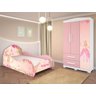 Cama e Guarda-Roupa Infantil Princesa new Rosa - 1