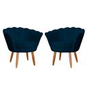 Ver imagem 1 de Kit 2 Poltronas Decorativa para Sala de Estar Charm Suede Azul Marinho - Montanaris Decor MD MONTANA