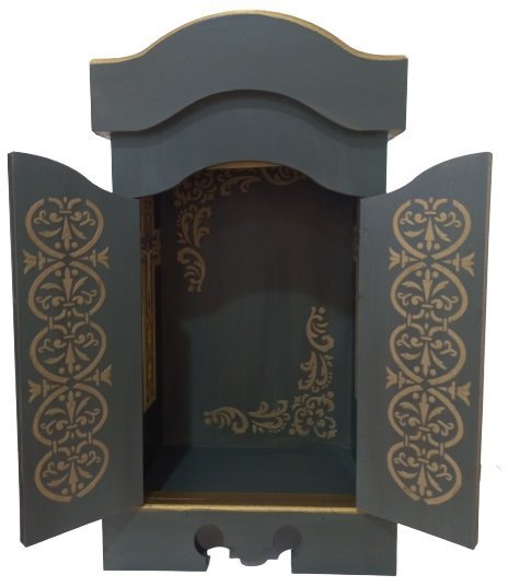 Oratório Capela Com Porta E Vidro Laqueado Para Imagens De Até 20 cm - Modelo Diamantina- Cinza Luna - 5
