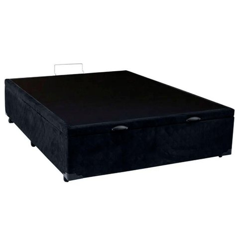 Cama Box Baú Casal Suede Mega Cama 138x188x45cm Preto