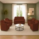 Ver imagem 1 de Kit Namoradeira + 4 Poltronas Decorativas para Sala Mila Suede Cores Pé de Plastico Cromado