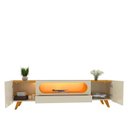 Ver imagem 3 de Rack Com LED Pra TV 75 Polegadas Design Exclusivo 210cm Nobre Pés de Madeira Gelius Off White