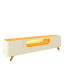 Ver imagem 2 de Rack Com LED Pra TV 75 Polegadas Design Exclusivo 210cm Nobre Pés de Madeira Gelius Off White
