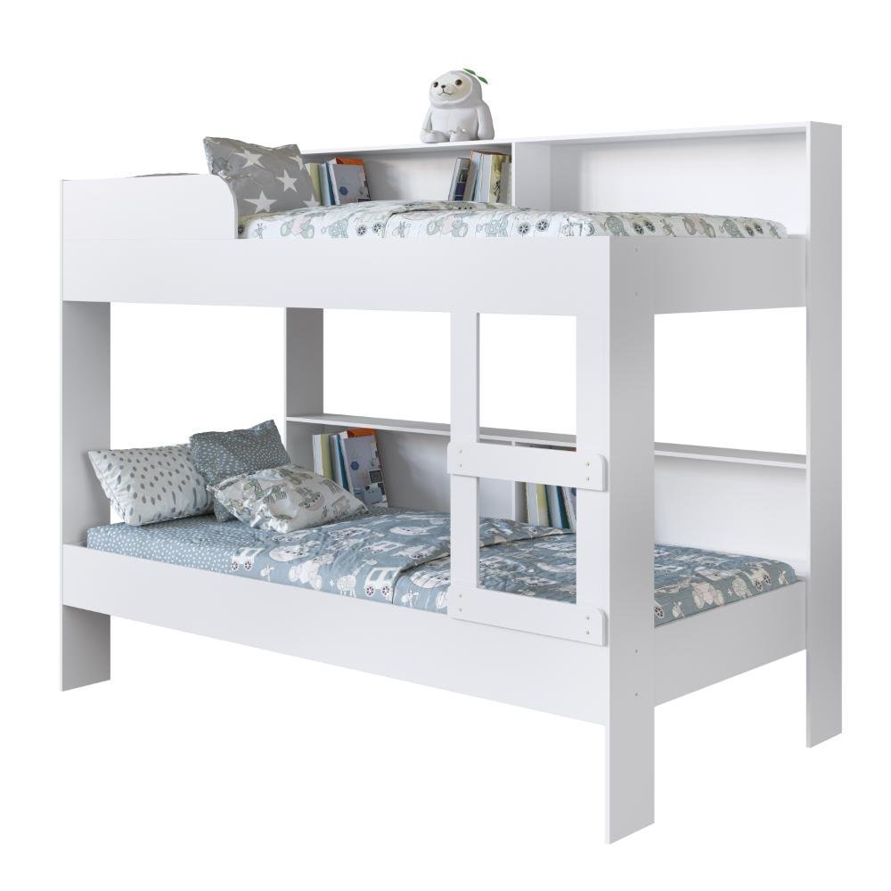 Cama Beliche de Solteiro com Estante para Colchões de 88x188cm San Diego Be094 Art In Móveis-branco