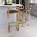 Ver imagem 1 de Jogo 2 Banqueta Alta Balcão Bistrô Dourada Confort Ind Premium Estofado Don Castro Decor