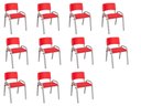 Ver imagem 1 de Kit 11 Cadeiras Infantil Iso, Escola, Base Cinza- Vermelho