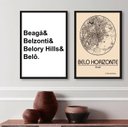 Ver imagem 2 de Kit 2 Quadros Mapa de Belo Horizonte 24x18cm:madeira Branca