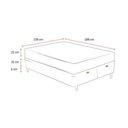 Cama Box Baú Casal 138 Bipartido Tecido Sintético Branco com Colchão Little Angel - Bello Box - Mola - 4