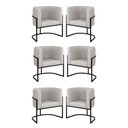 Ver imagem 1 de Kit 6 Cadeiras Poltrona Lua Corino Sala Quarto Preto Balaqui Cor:bege
